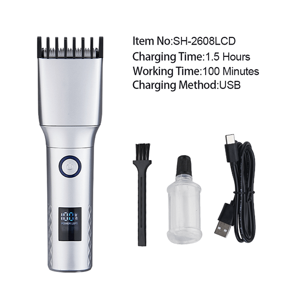 LCD Display Professional Rechargeable Hair Clippers for Men.